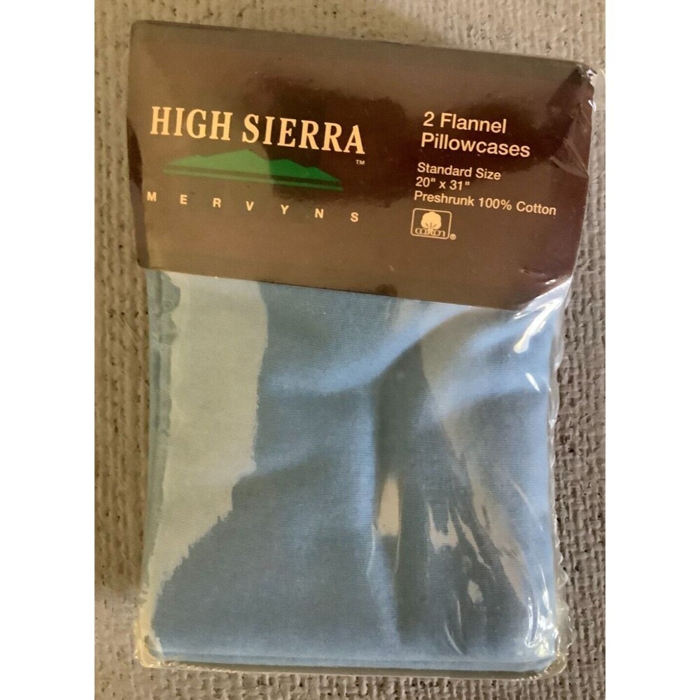 Vintage HIGH SIERRA MERVYNS 2 100% Flannel Pillowcases BRAND NEW Made in USA